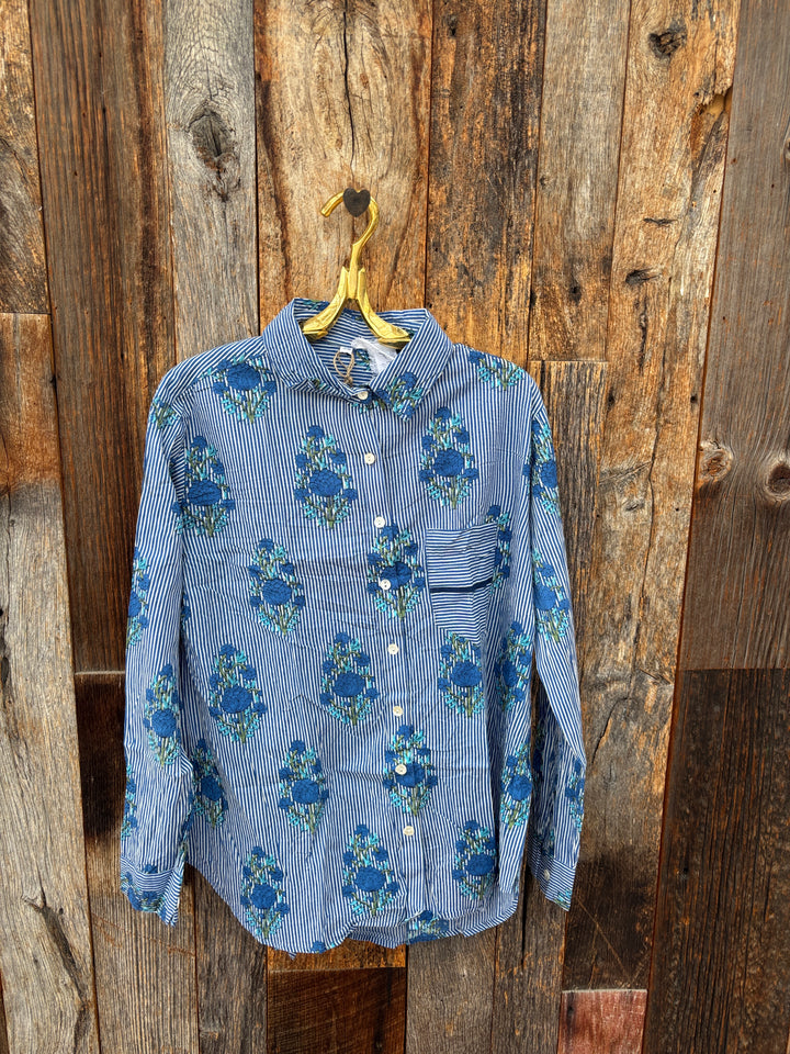 ...and for good Good Boyfriend Shirt - Avalon Floral Coastal Blue