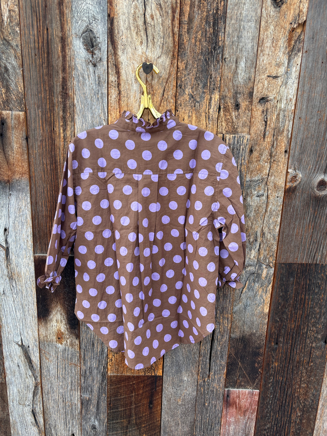 ...and for good Good Girlfriend S/S Ruffle Trim Top - True Dot Cocoa/Lavender