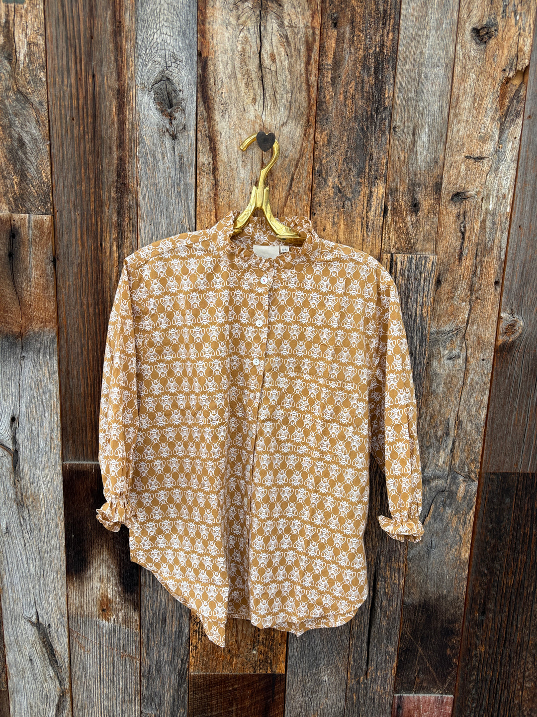 ...and for good Good Girlfriend S/S Ruffle Trim Shirt - Bee Happy Honeycomb