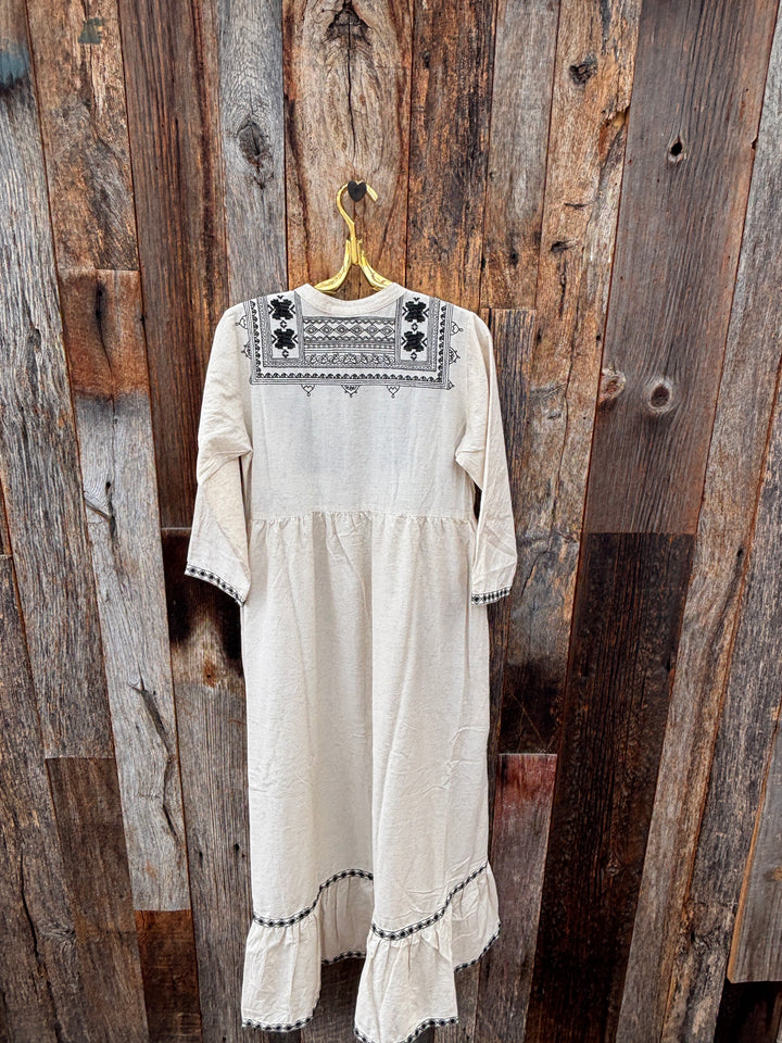 Meena Mahal Kantha Duster Dress - Flax
