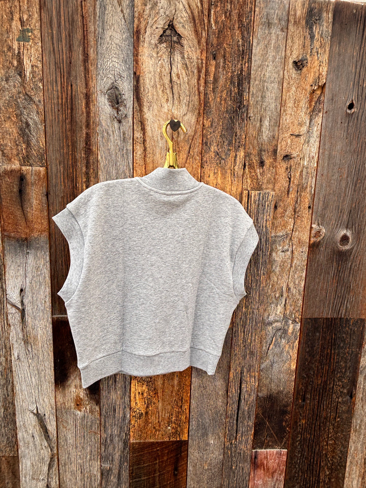 Lilla P Zip Front Mock Neck Heather Grey