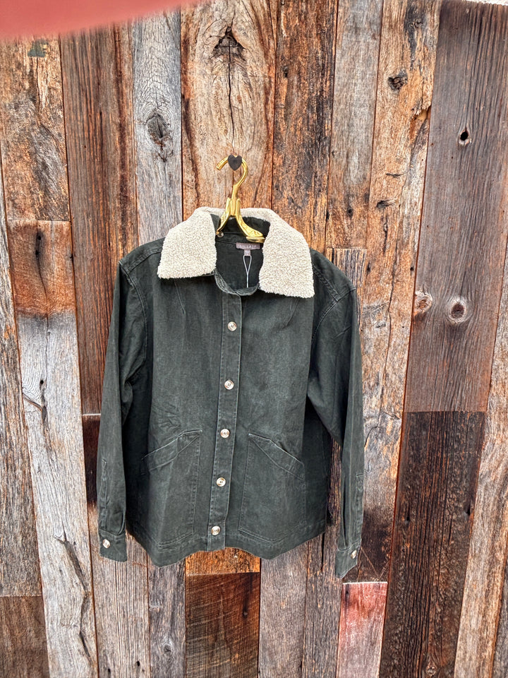 Lilla P Washed Twill Pleat Back Jacket - Juniper