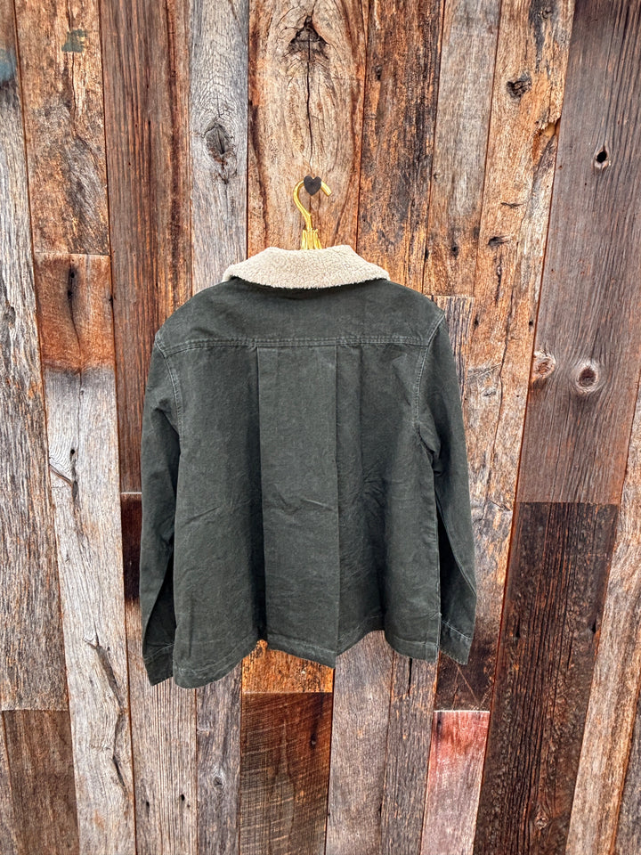 Lilla P Washed Twill Pleat Back Jacket - Juniper