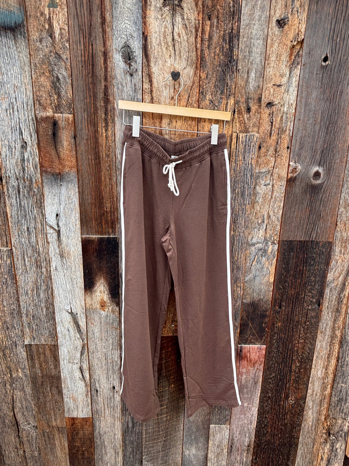 Dylan Wide Leg Pant w/ Side Stripes - Soft Brown