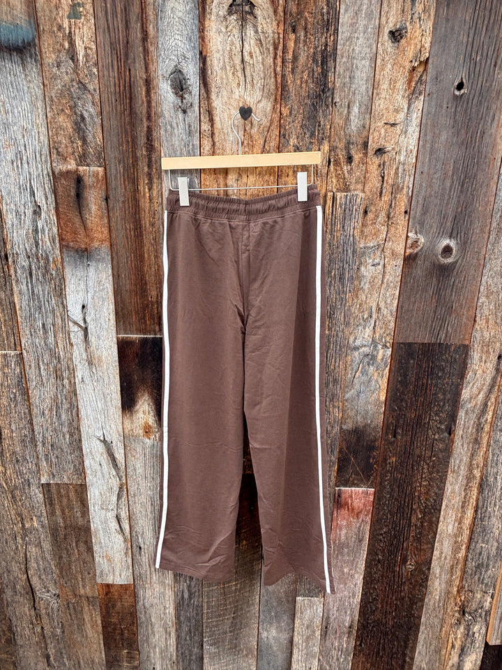 Dylan Wide Leg Pant w/ Side Stripes - Soft Brown