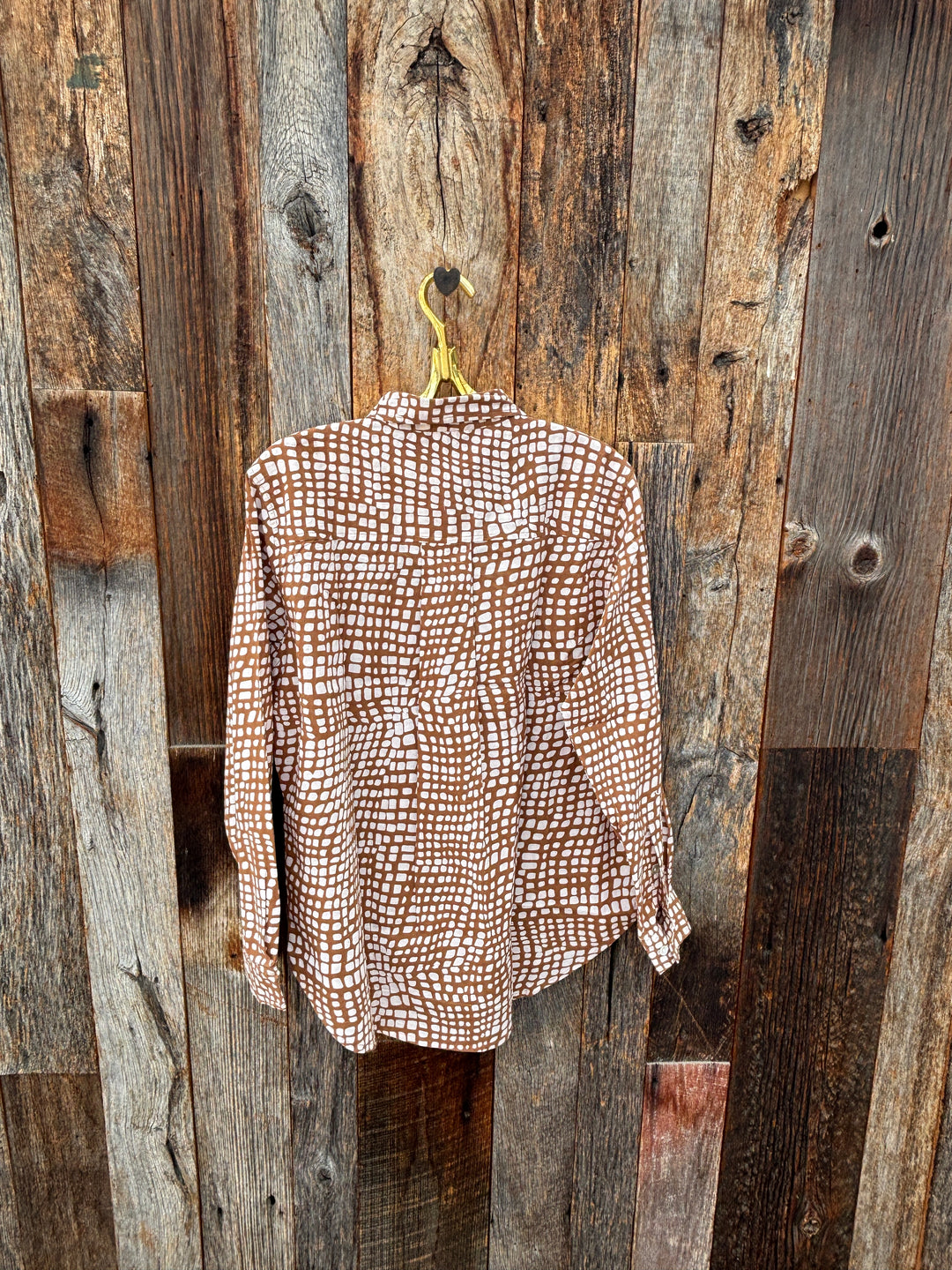 ...and for good Good Boyfriend Shirt - Messy Squares Cocoa Ecru