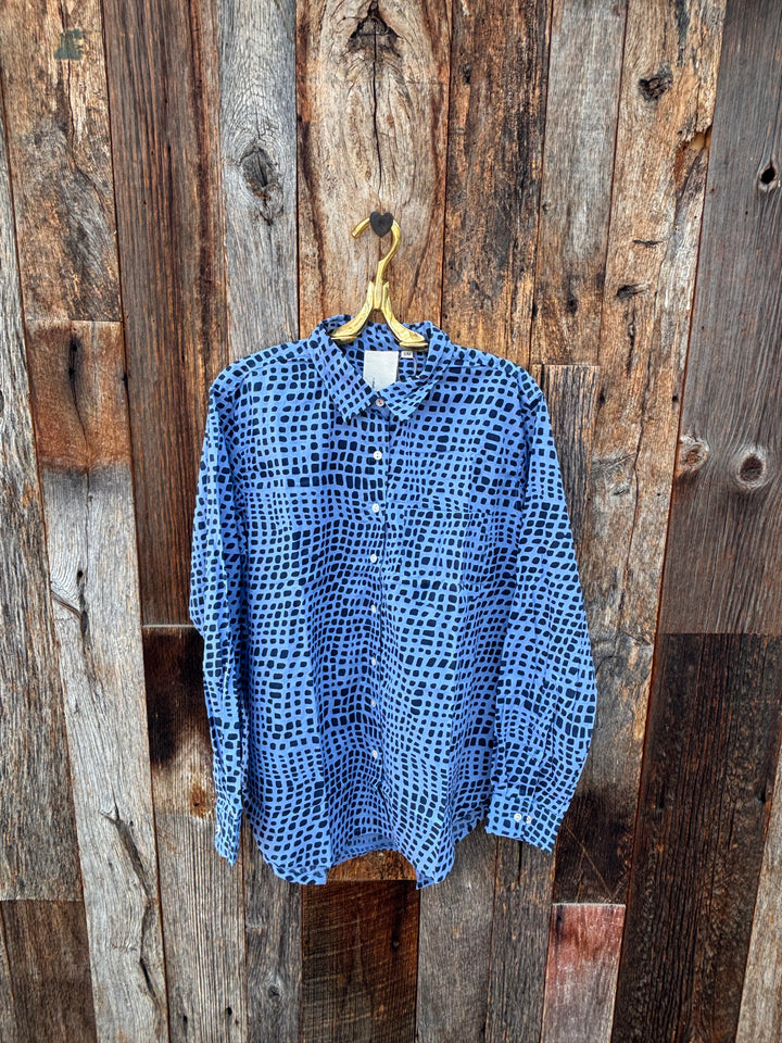 ...and for good Good Boyfriend Shirt - Messy Squares Coastal Blue