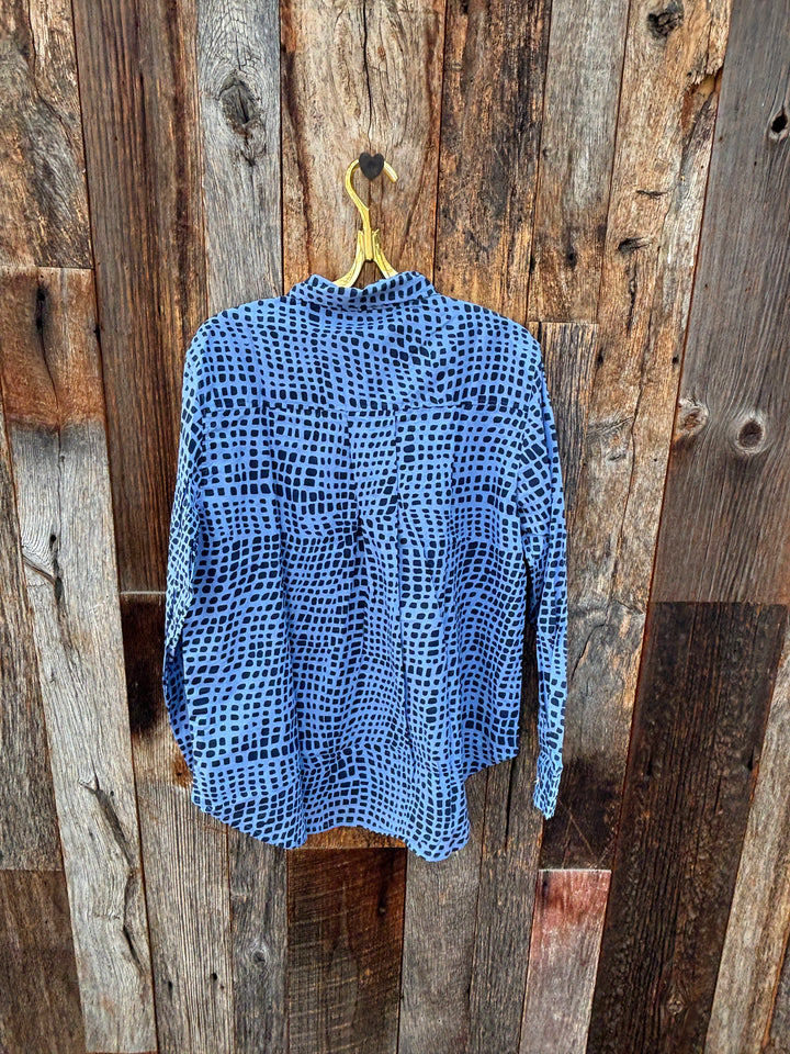 ...and for good Good Boyfriend Shirt - Messy Squares Coastal Blue