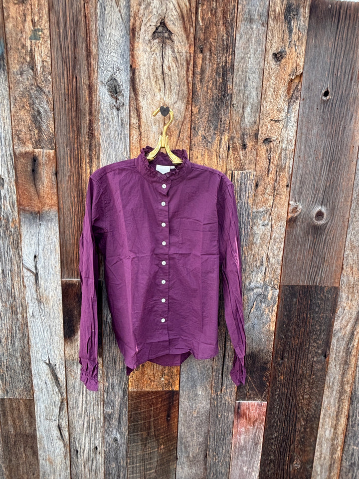 ...And For Good Girlfriend Shirt WIth Ruffle Trim Beet
