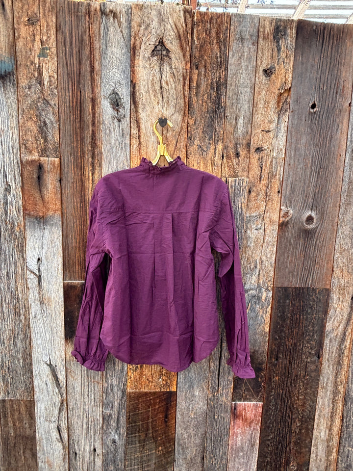 ...And For Good Girlfriend Shirt WIth Ruffle Trim Beet