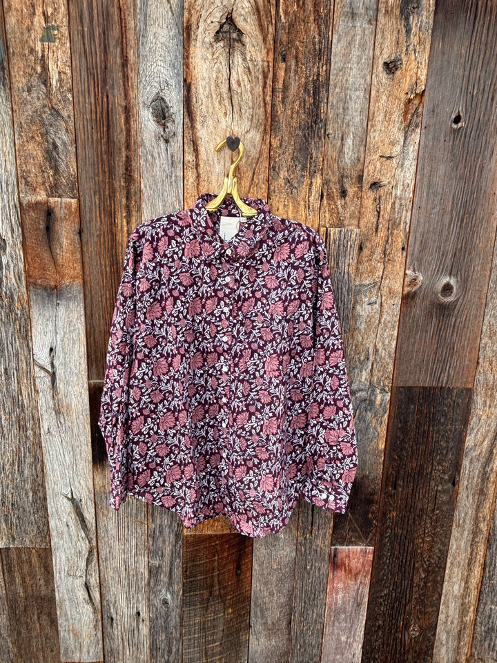 ...and for good Good Boyfriend Shirt - Ojai Floral Beet/Raisin Rose