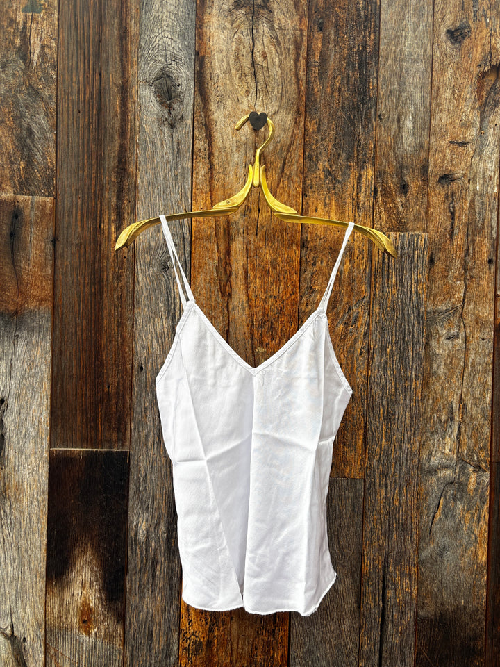 Milio Milano Adjustable Strap Silky Tank Top White