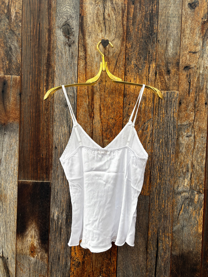 Milio Milano Adjustable Strap Silky Tank Top White