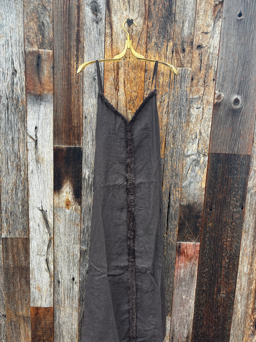 Milio Milano Raw Edge Sleeveless Maxi Dress - Chocolate