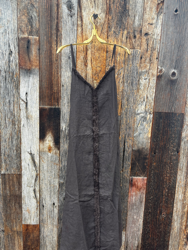 Milio Milano Raw Edge Sleeveless Maxi Dress - Chocolate