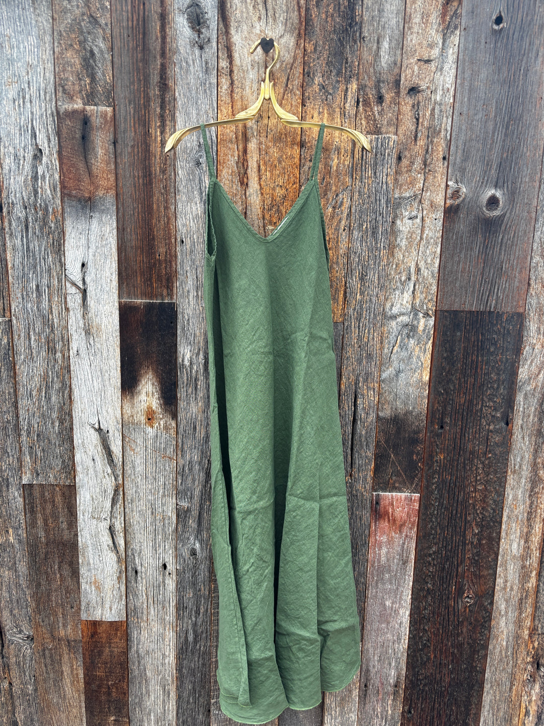 Milio Milano Italian Linen Maxi Slip Dress - Forrest Green