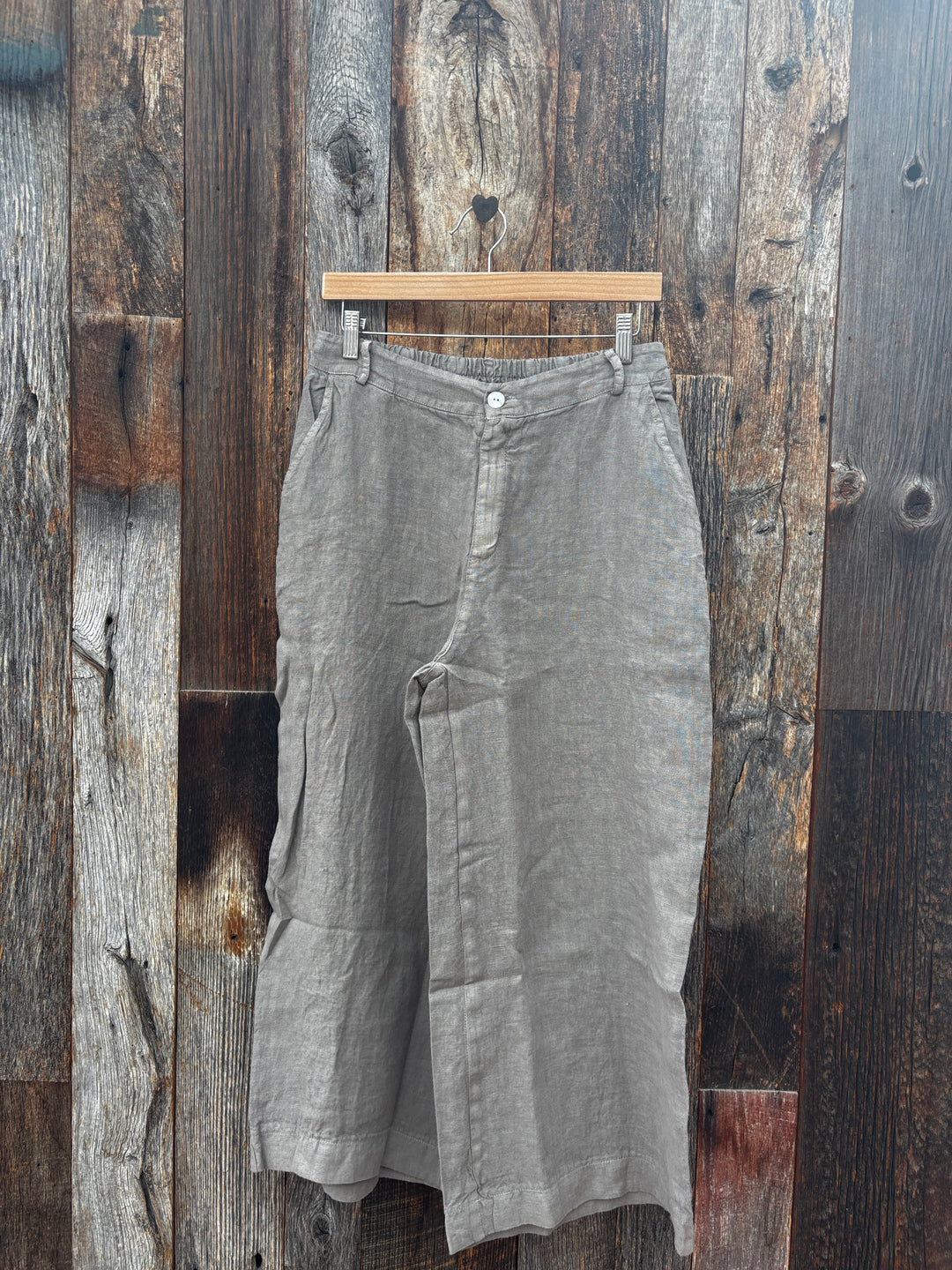 Milio Milano Wide Leg Linen Gaucho Trouser Pants Mocha
