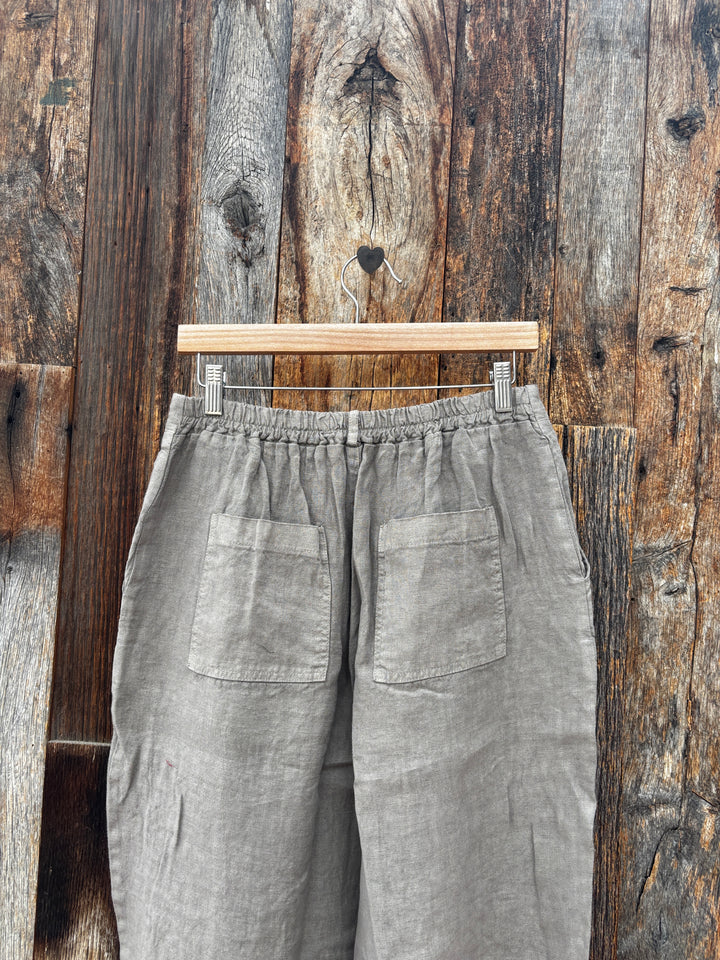 Milio Milano Wide Leg Linen Gaucho Trouser Pants Mocha