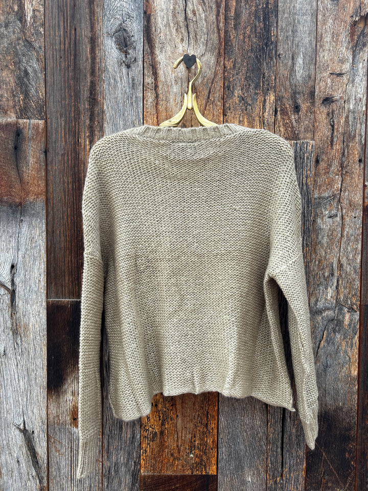 Wooden Ships Aspen Cropped Chunky Cable Crew Cashew