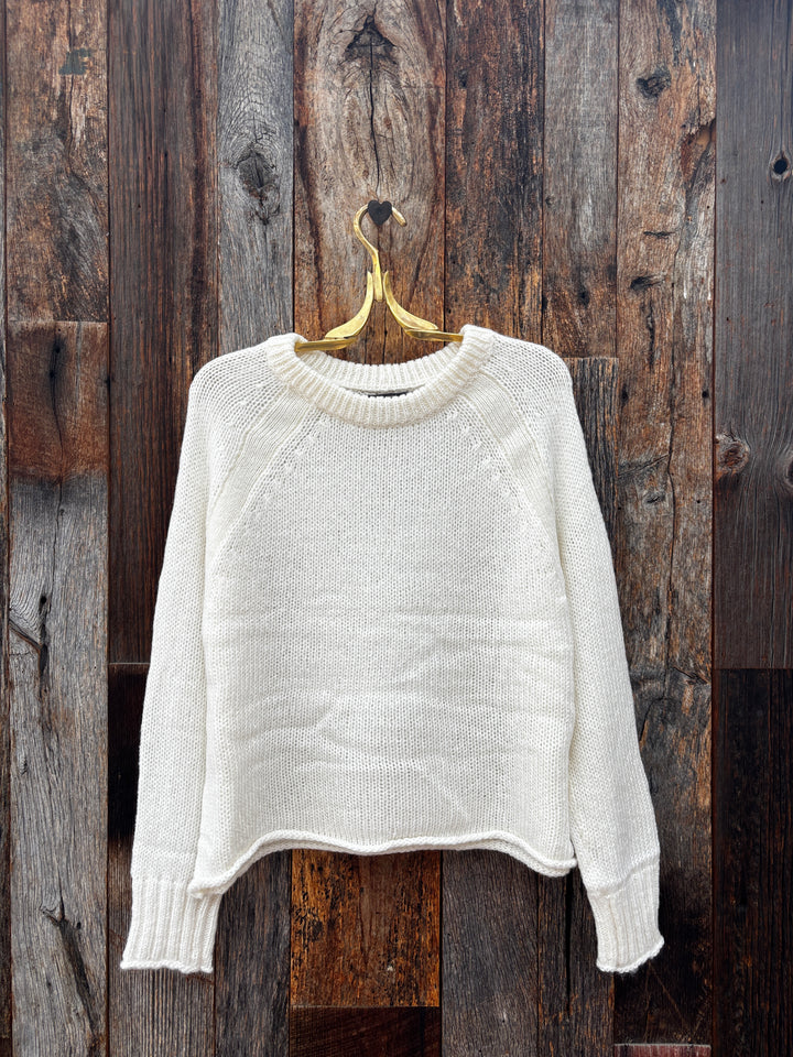 Wooden Ships Melrose Raglan Chunky Crew Sweater - Pure Snow