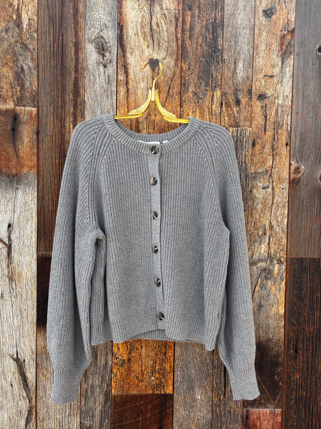 525 America Pippa Shaker Crew Cardigan -Heather Grey