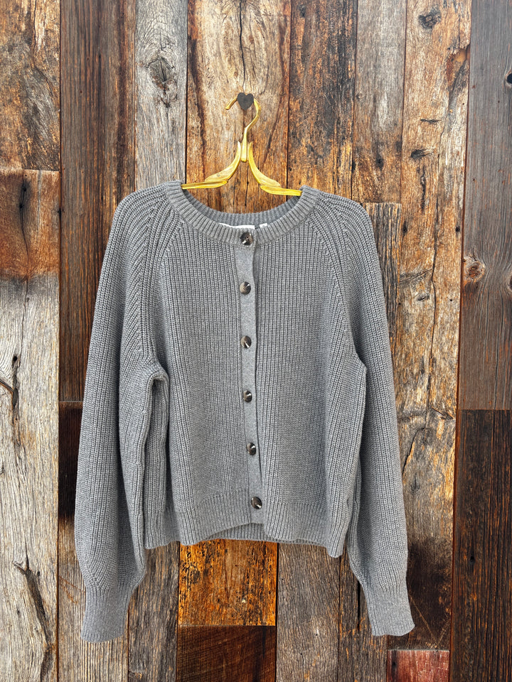 525 America Pippa Shaker Crew Cardigan -Heather Grey
