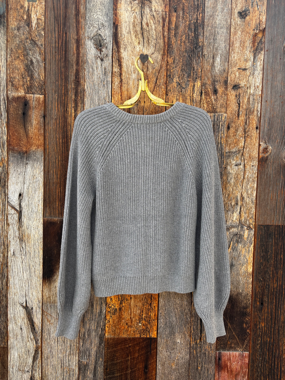 525 America Pippa Shaker Crew Cardigan -Heather Grey