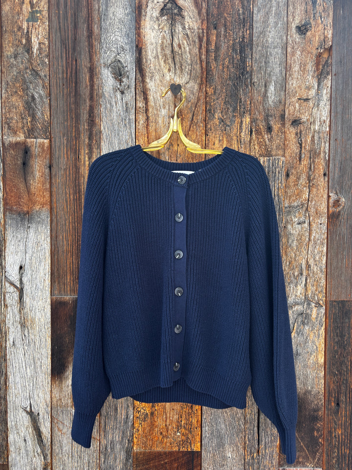 525 America Pippa Shaker Crew Cardigan -Dark Blue