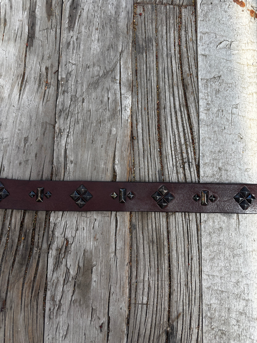 Old Stud Handmade Belt Geo Stud on New Leather Espresso