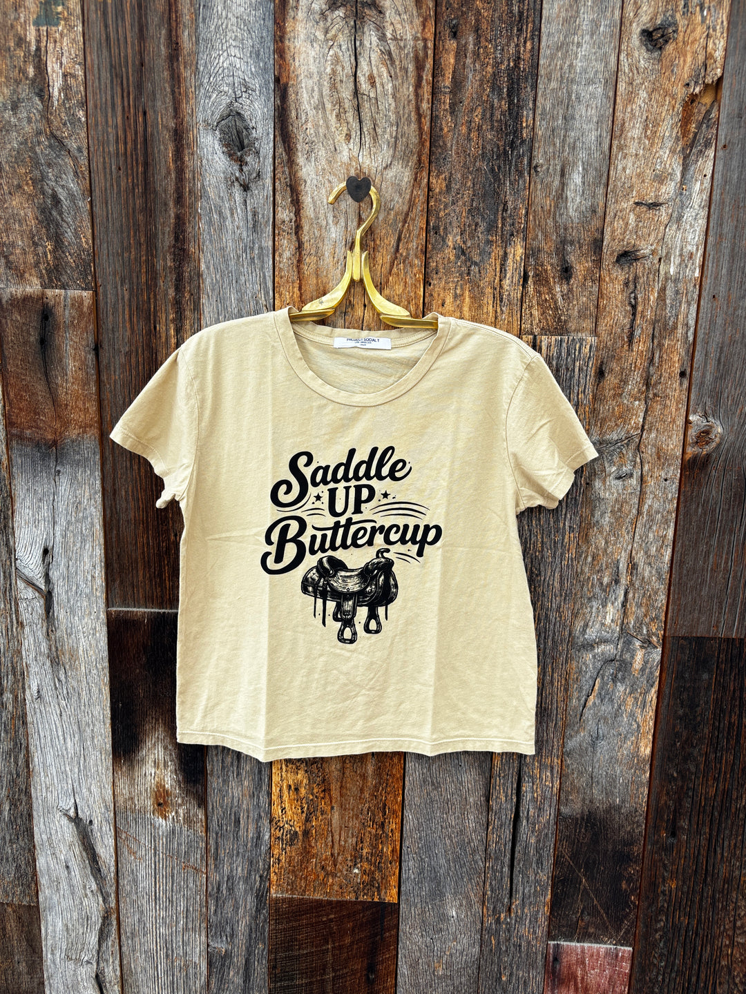 Project Social T Saddle Up Boat Neck Tee - Camel