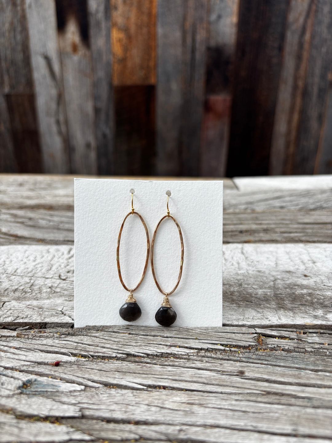 Elizabeth Nicole Oval GF Golden Moonstone Drop Hoops E130d