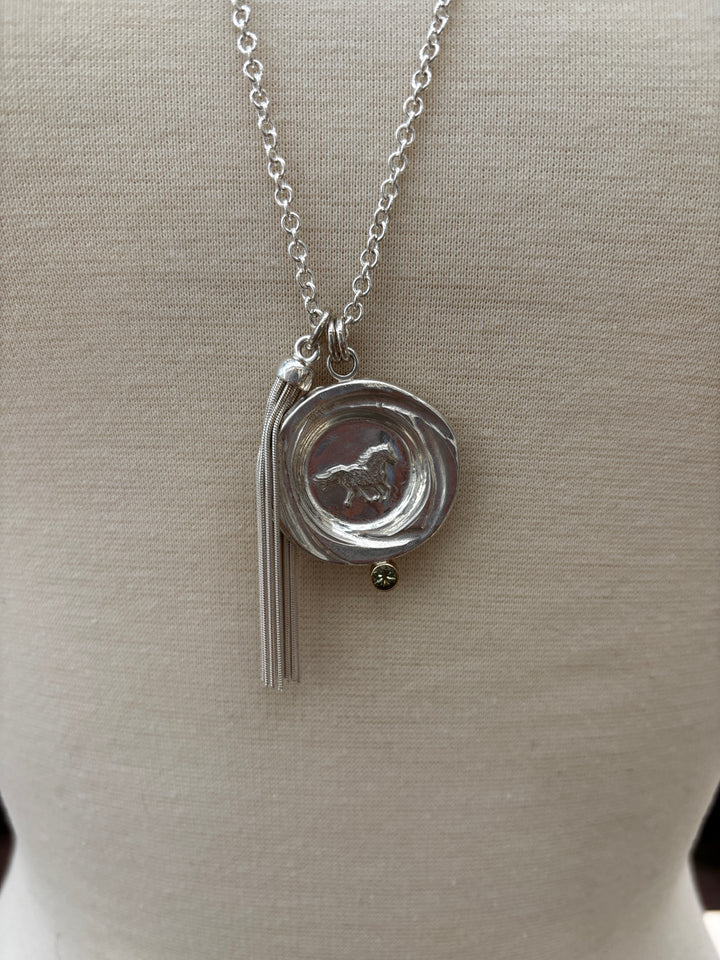 Ashton Wax Seal Fiore Tassel Necklace - Green