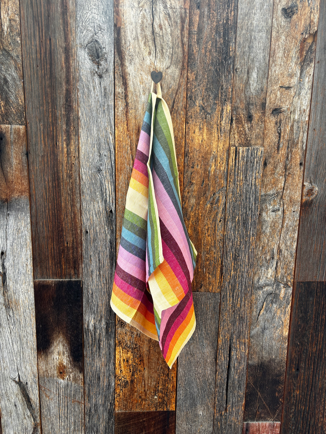 Garza Marfa Linen & Cotton Hand Towel- Avocado Stripe