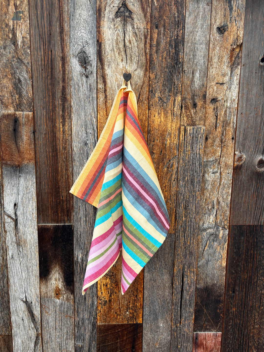 Garza Marfa Linen & Cotton Hand Towel- Rainbow Stripe