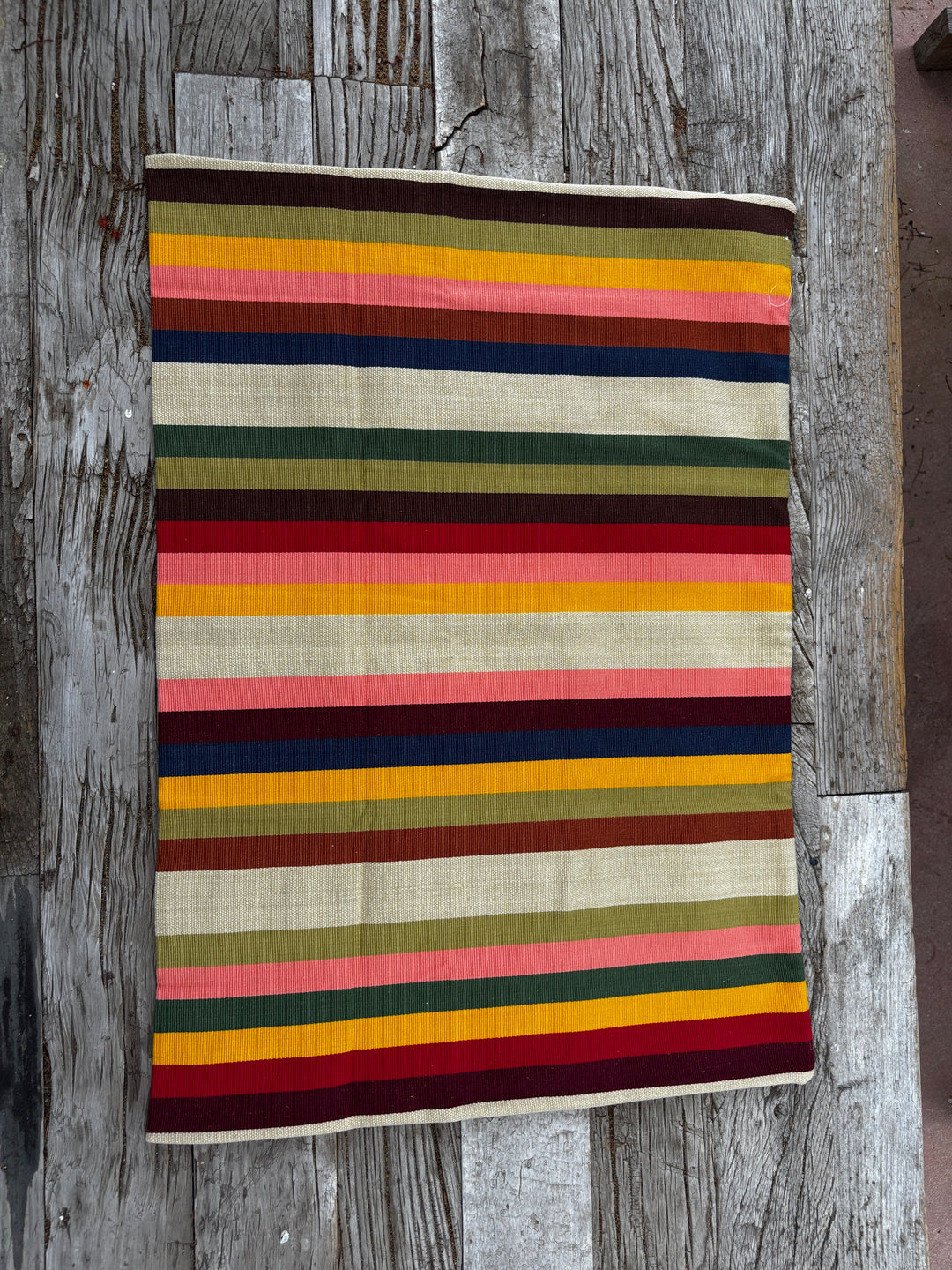Garza Marfa Cotton Canvas 20"x28"  Pillowcase - Earth Stripe