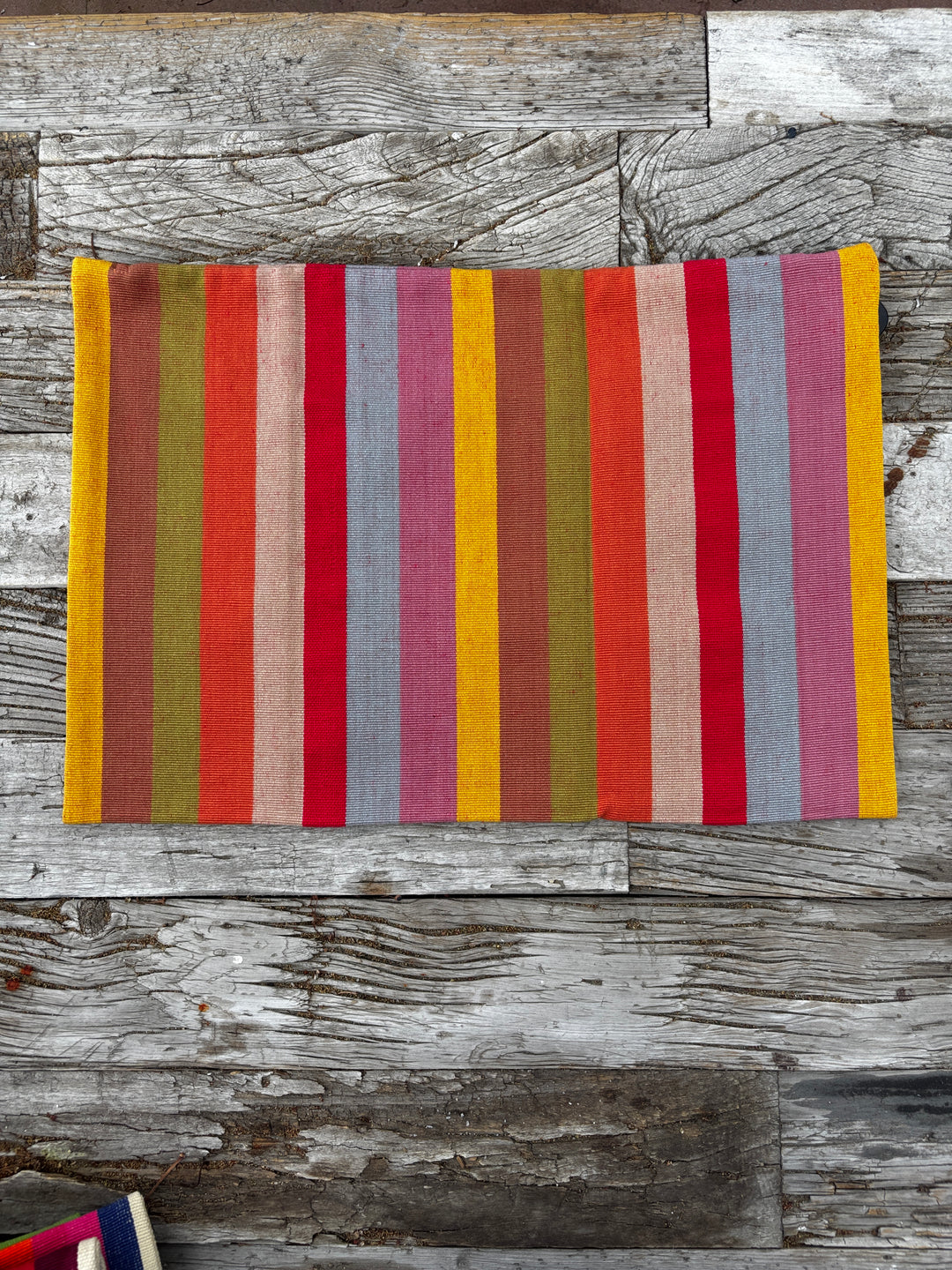 Garza Marfa Cotton Canvas 14"x20"  Pillowcase -Mauve Stripe