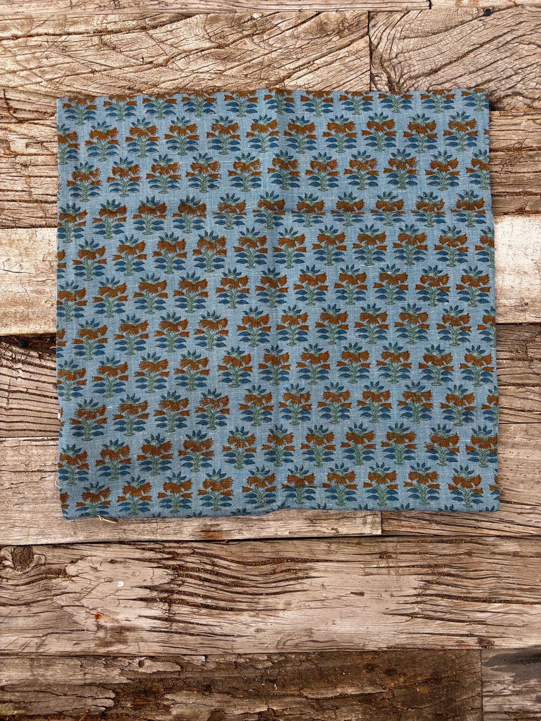 Garza Marfa Linen/Cotton Block Print 16" Pillowcase- Denim Blue