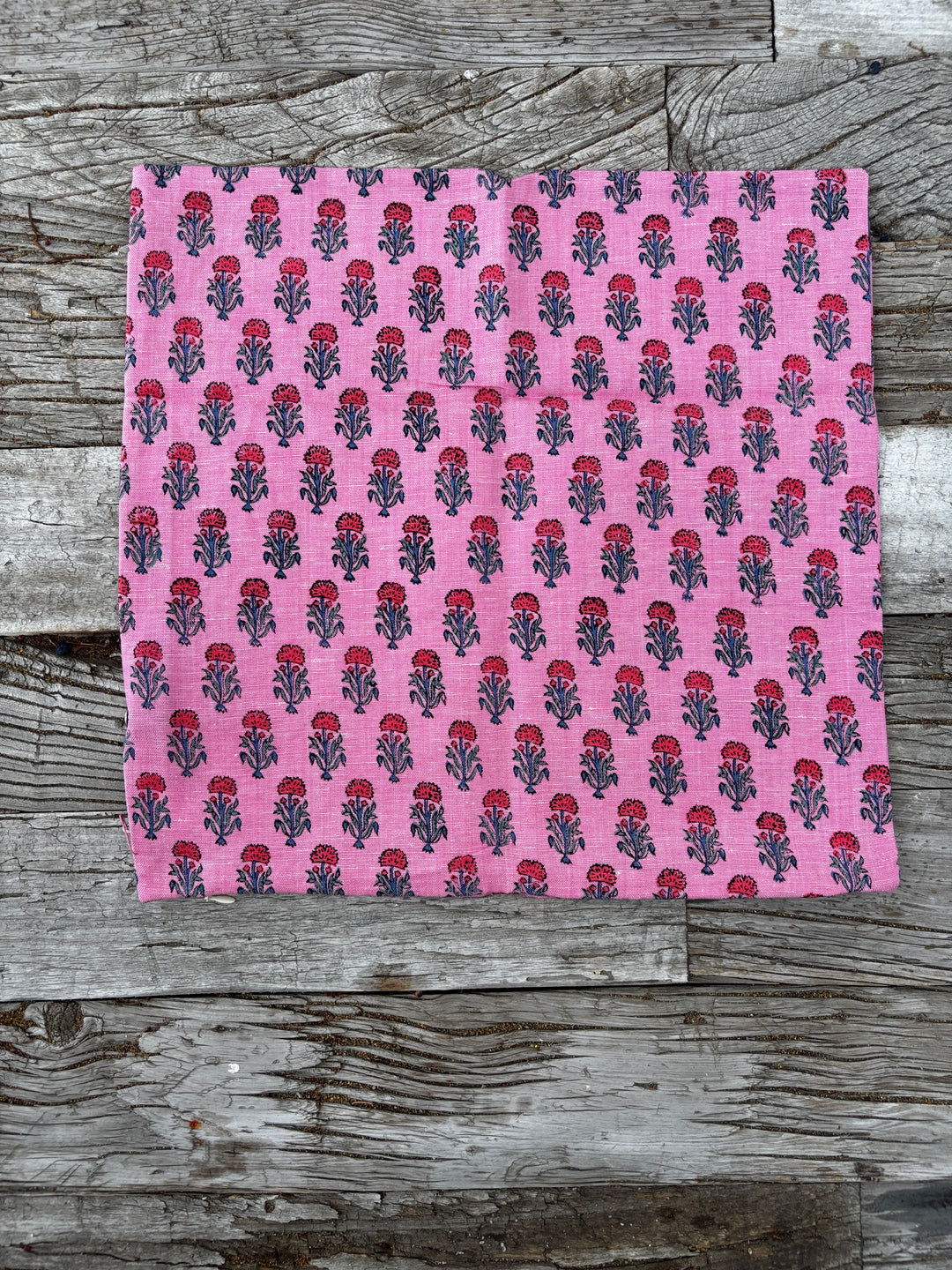Garza Marfa Linen/Cotton Block Print 16" Pillowcase- Fushsia