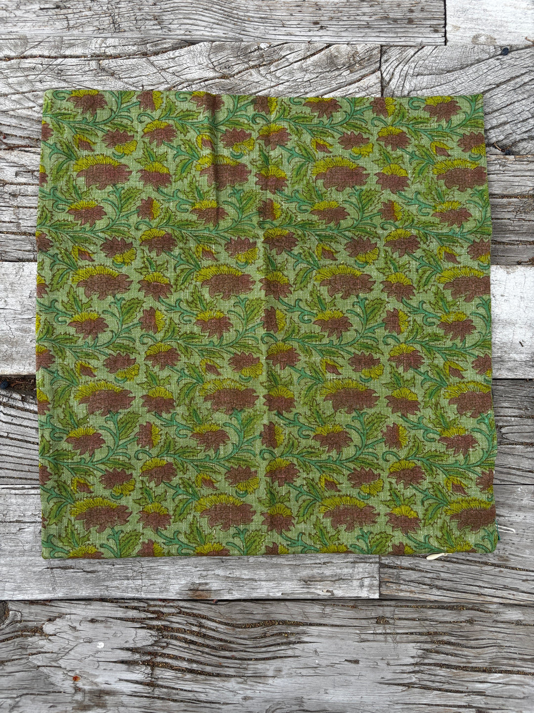 Garza Marfa Linen/Cotton Block Print 16" Pillowcase- Avocado