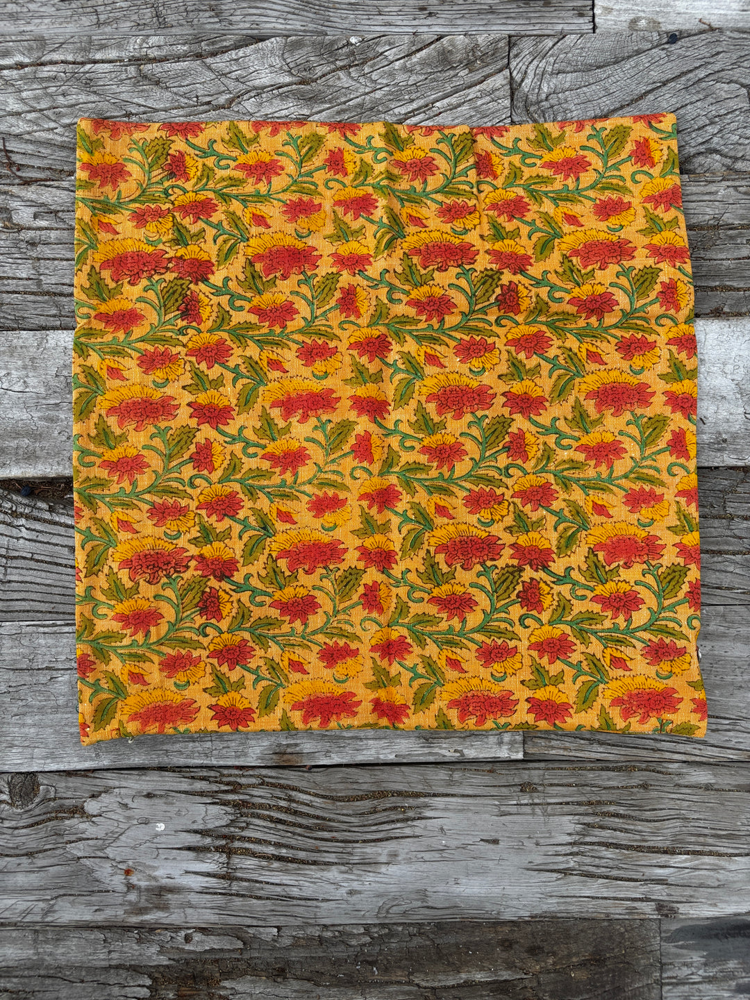 Garza Marfa Linen/Cotton Block Print 16" Pillowcase- Orange