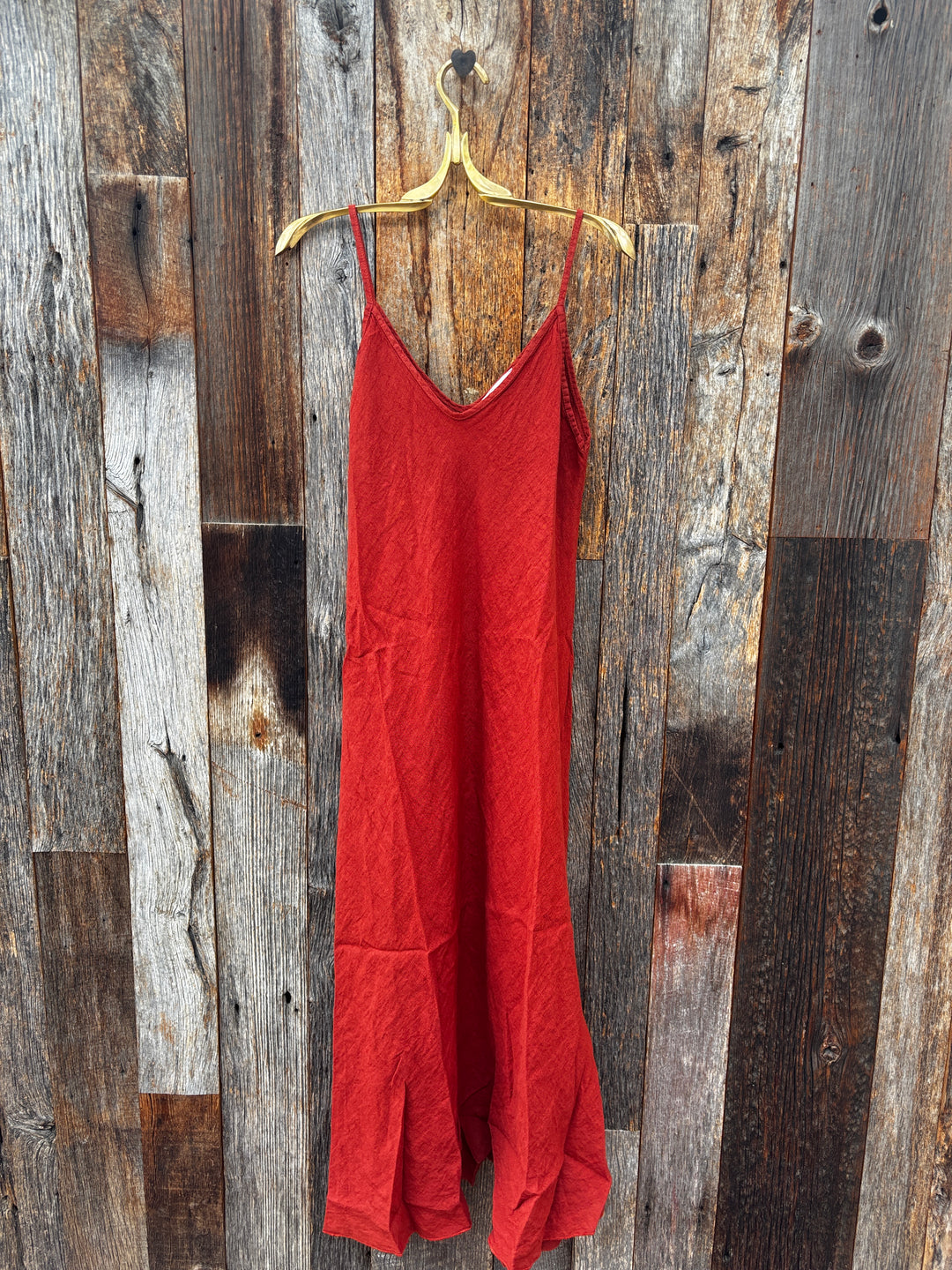 Milio Milano Italian Linen Maxi Slip Dress - Rust