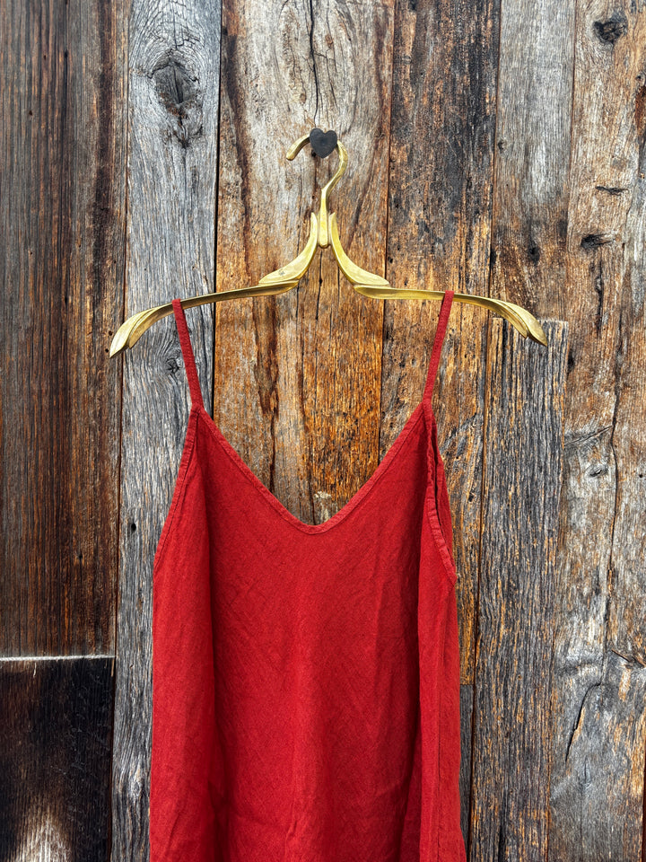 Milio Milano Italian Linen Maxi Slip Dress - Rust