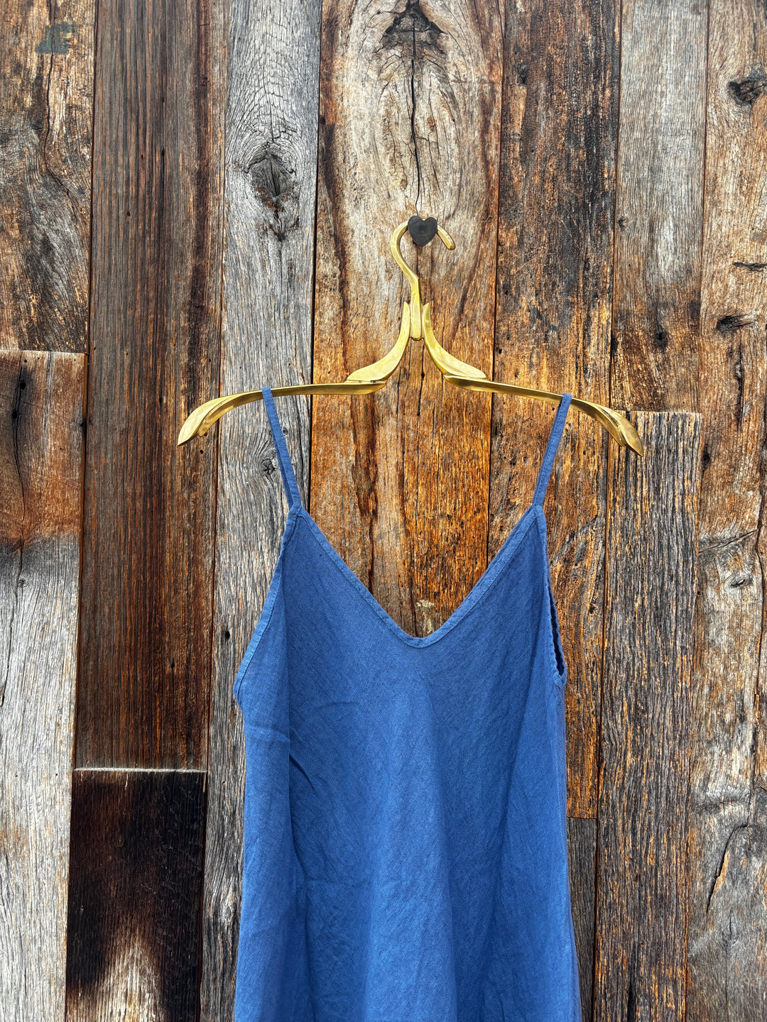 Milio Milano Italian Linen Maxi Slip Dress - Denim Blue