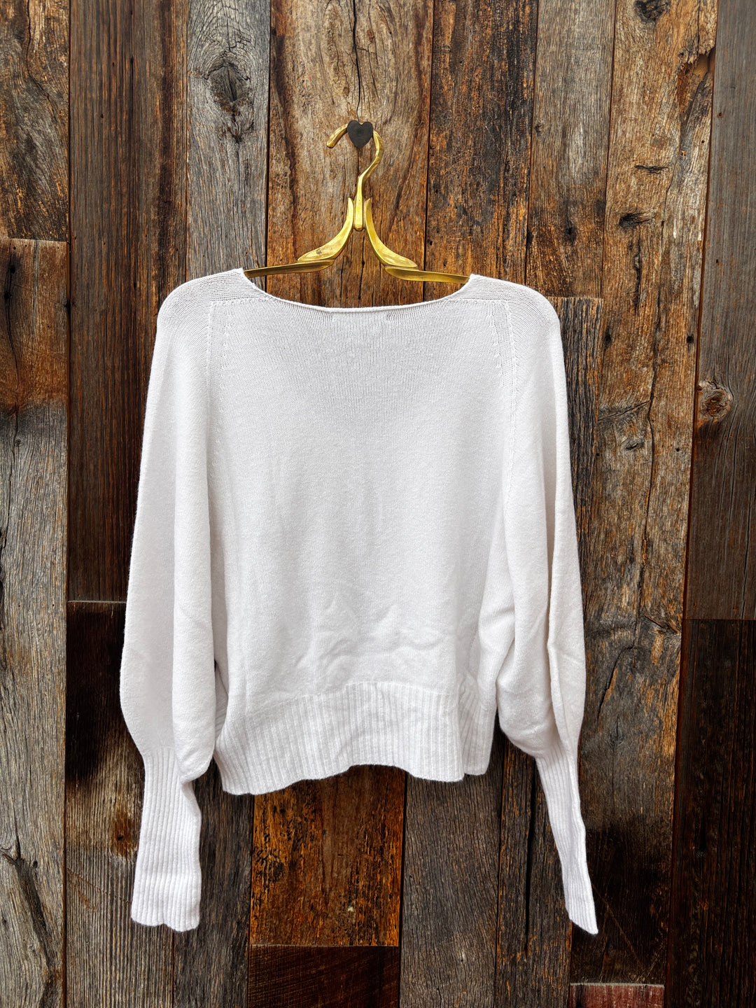 Milio Milano Bubble Sleeve V-Neck Knit Sweater - Winter White