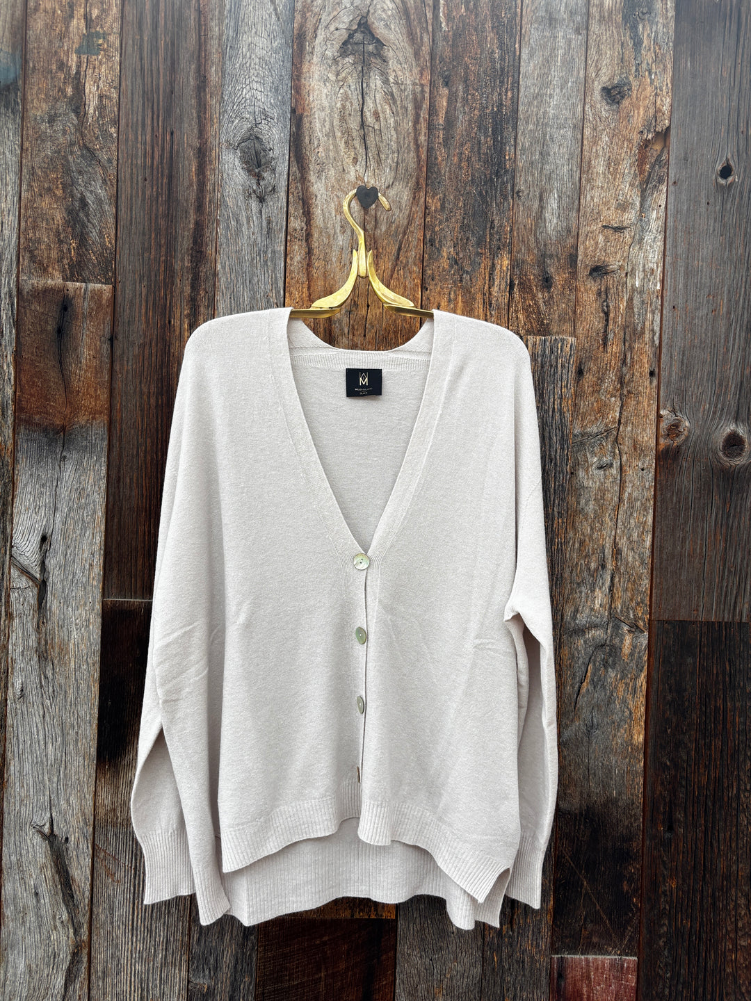 Milio Milano Ultra Soft Button Down Knit Cardigan - Beige