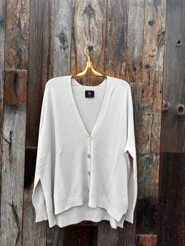 Milio Milano Ultra Soft Button Down Knit Cardigan - Beige