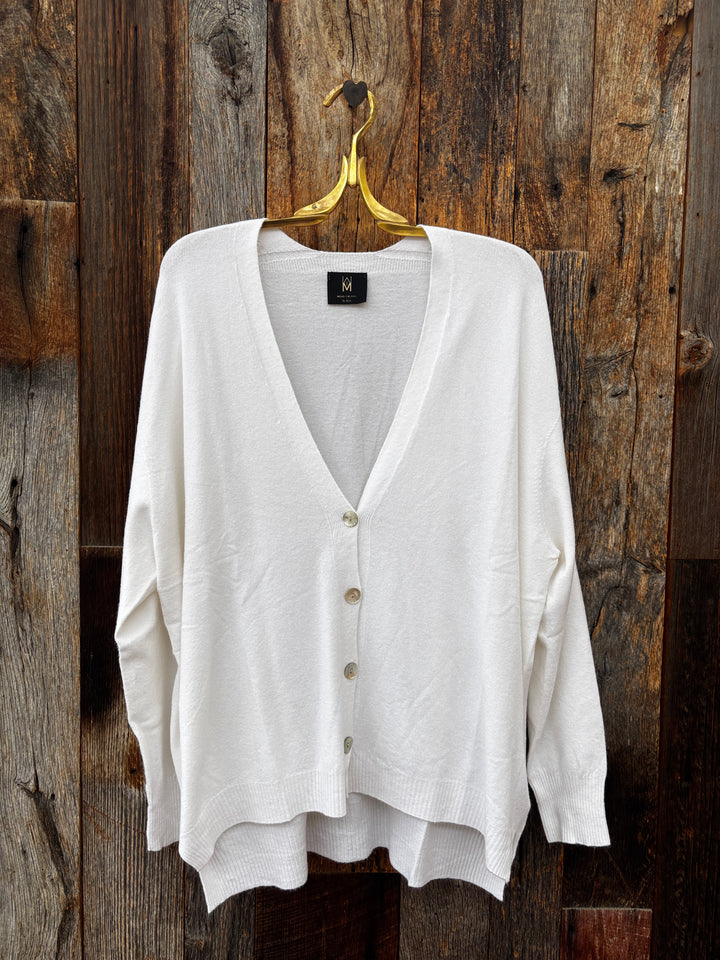 Milio Milano Ultra Soft Button Down Knit Cardigan - Winter White