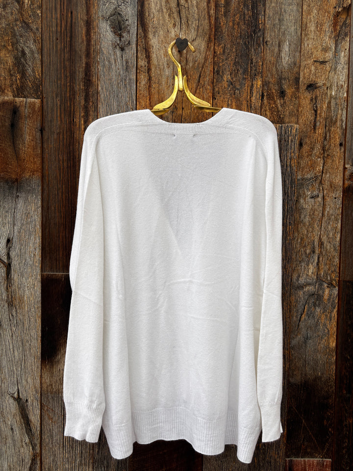 Milio Milano Ultra Soft Button Down Knit Cardigan - Winter White