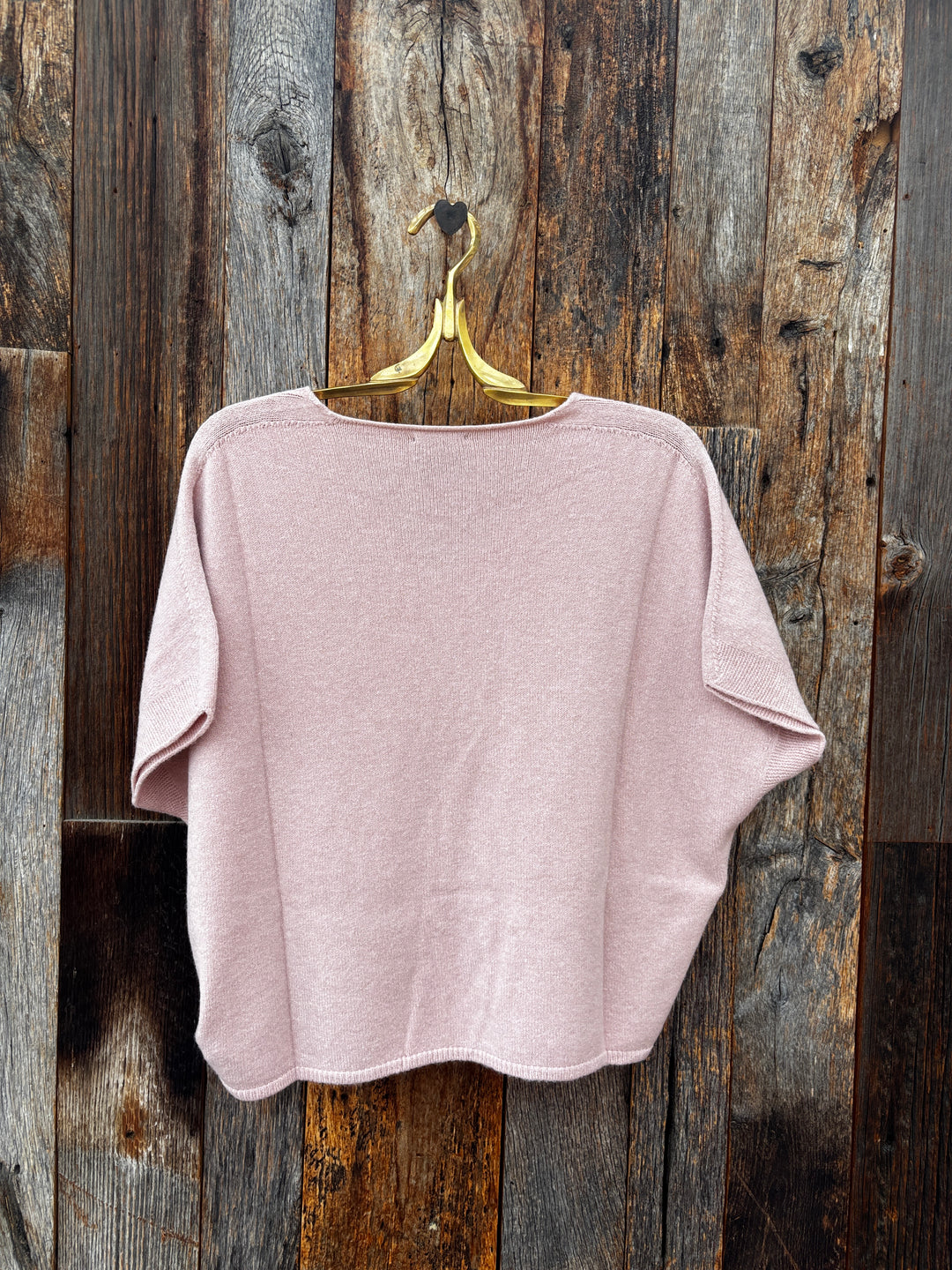 Milio Milano Italian V-Neck S/S Knit Sweater - Rose