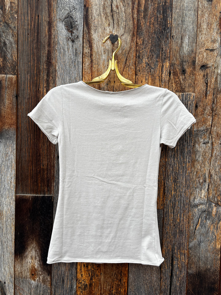 Milio Milano Solid Cotton Raw Edge Tee